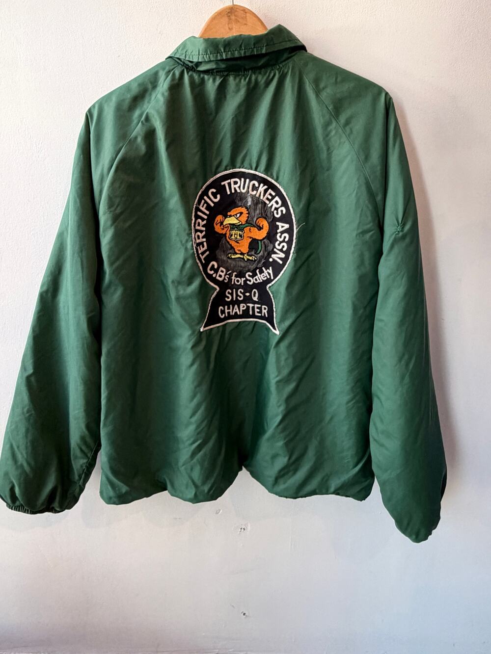 Vintage Champion Green Coach Jacket XL Terrific Truckers CB Radio Club Patch